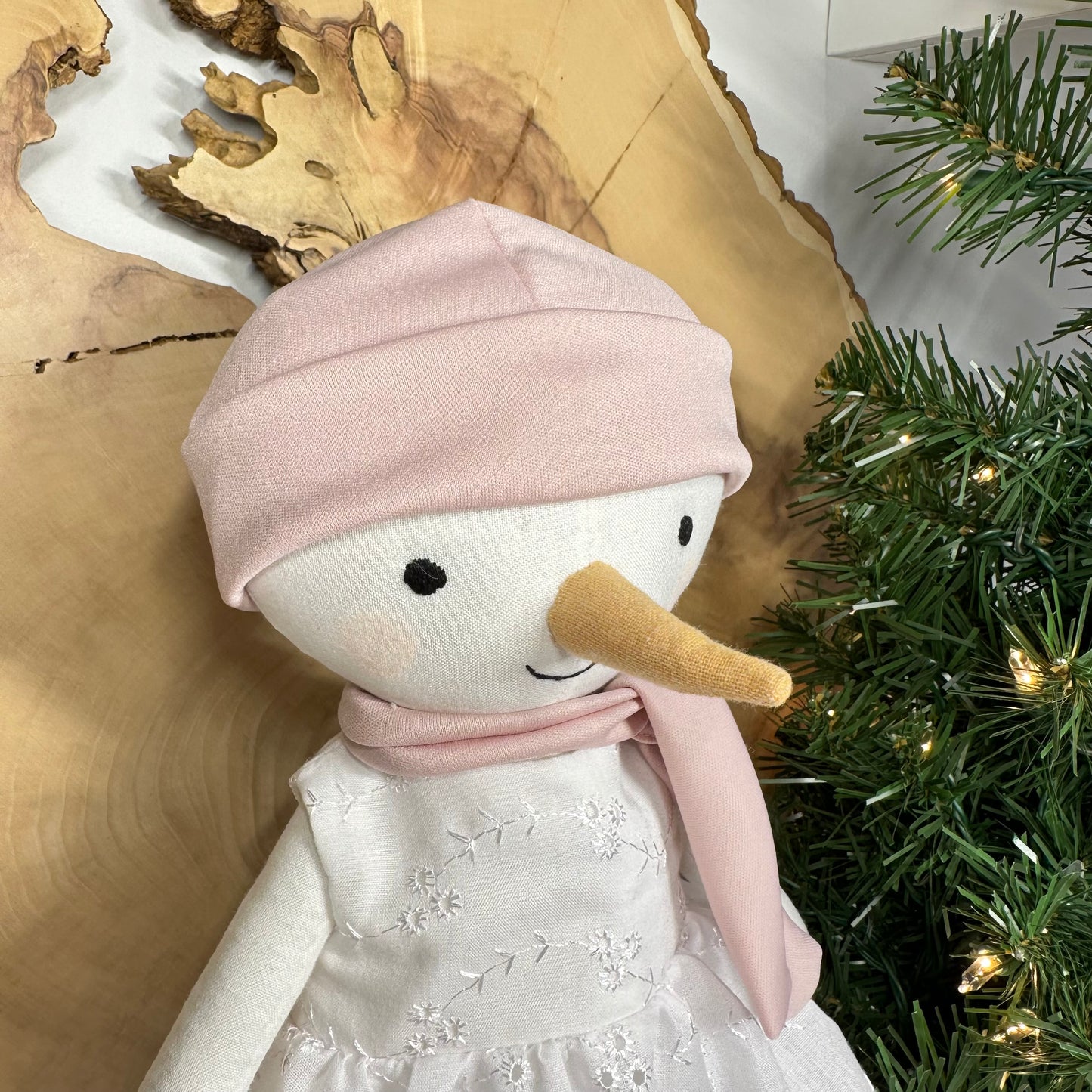 Poupée de chiffon - Bonhomme de neige - madame dentelle