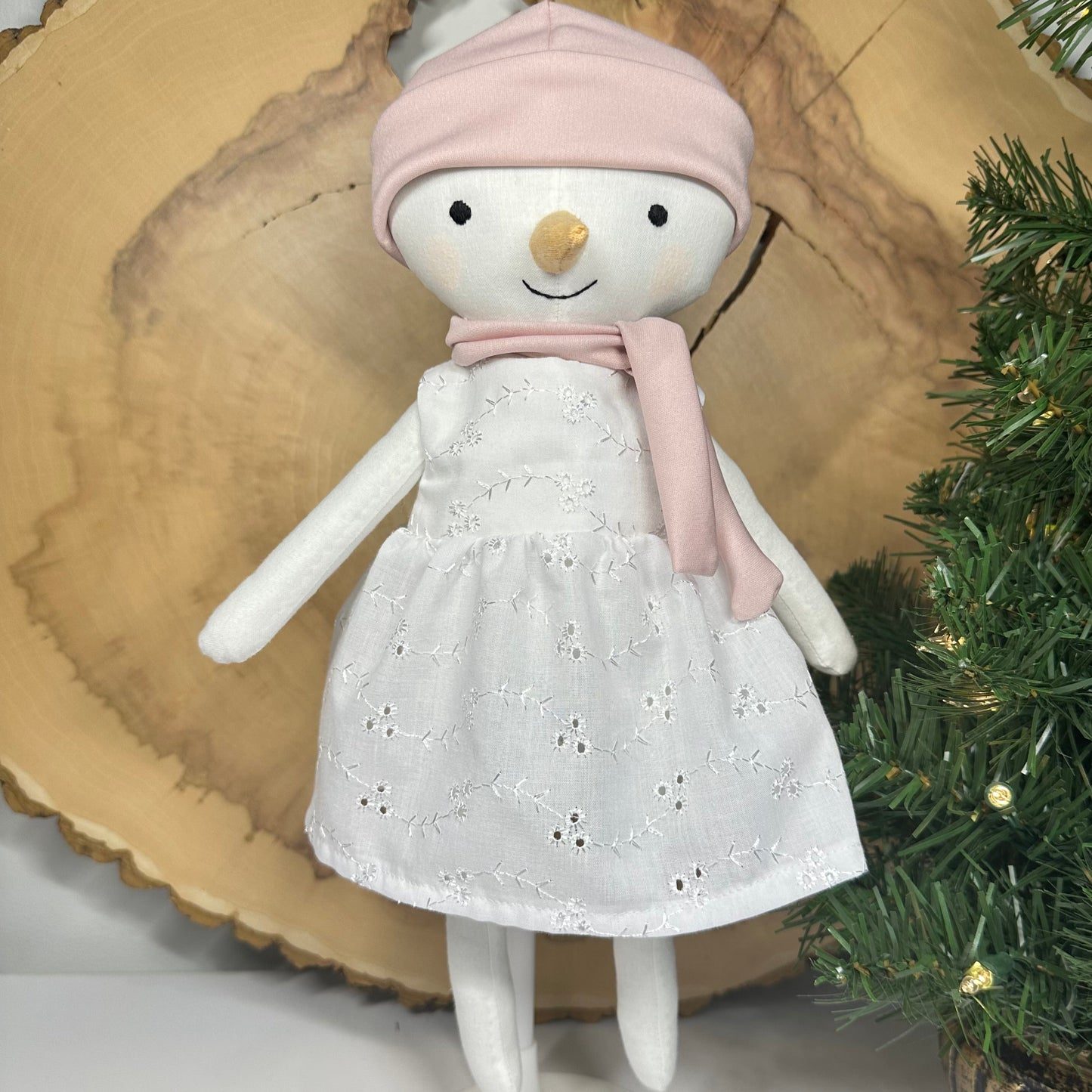 Poupée de chiffon - Bonhomme de neige - madame dentelle