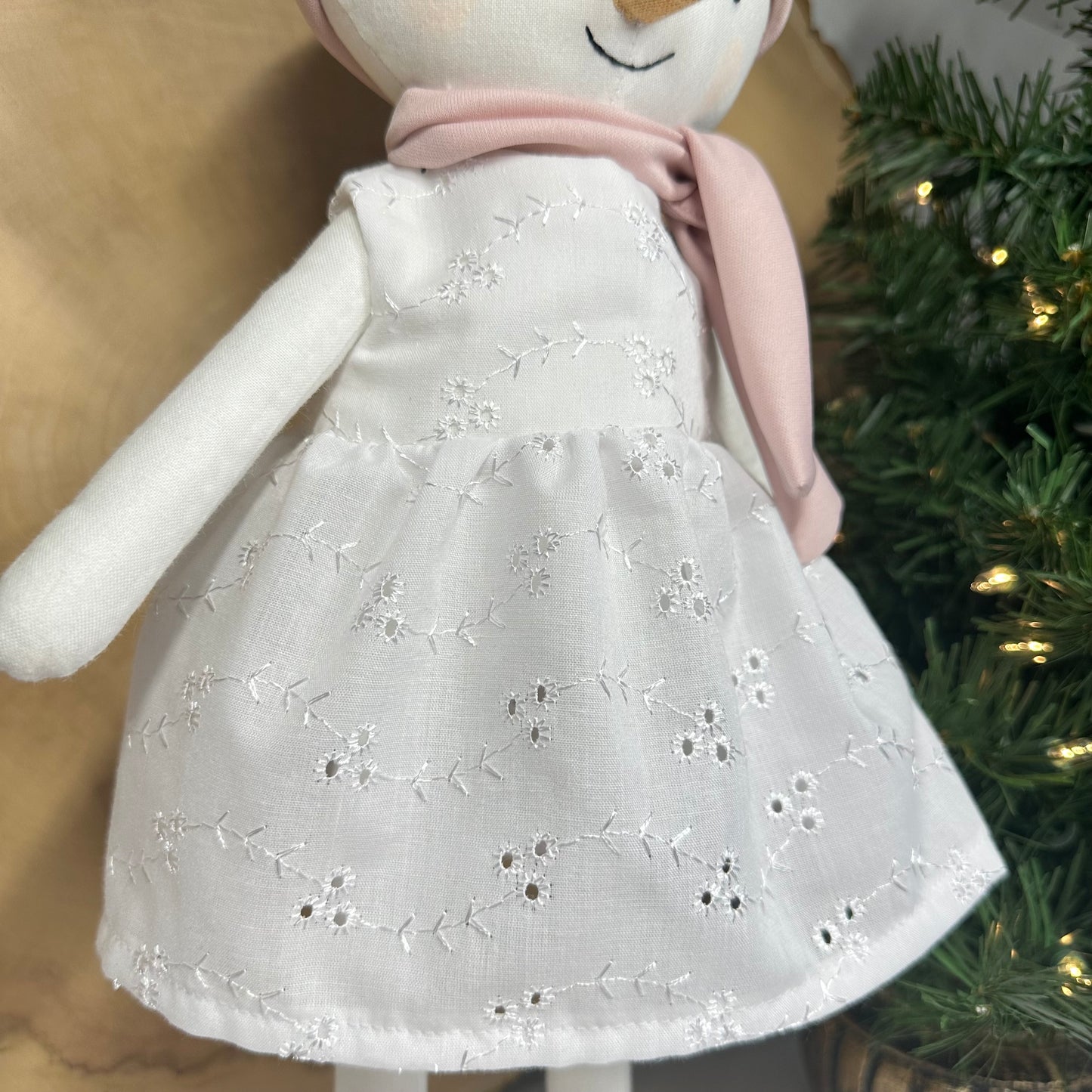 Poupée de chiffon - Bonhomme de neige - madame dentelle