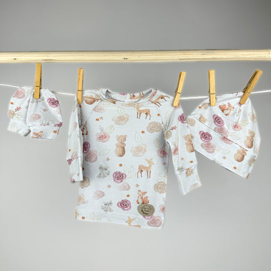 Ensemble en bambou pour bébé - Animaux et fleurs