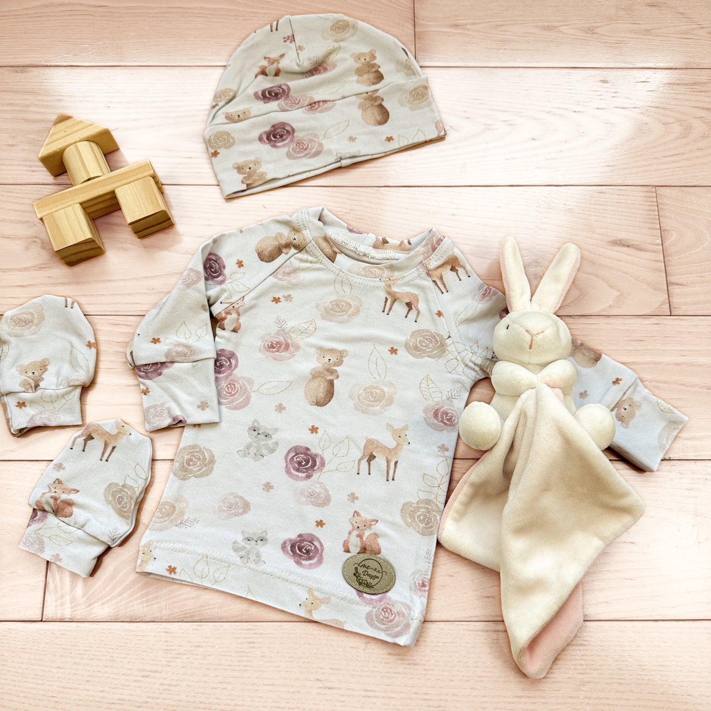 Ensemble en bambou pour bébé - Animaux et fleurs