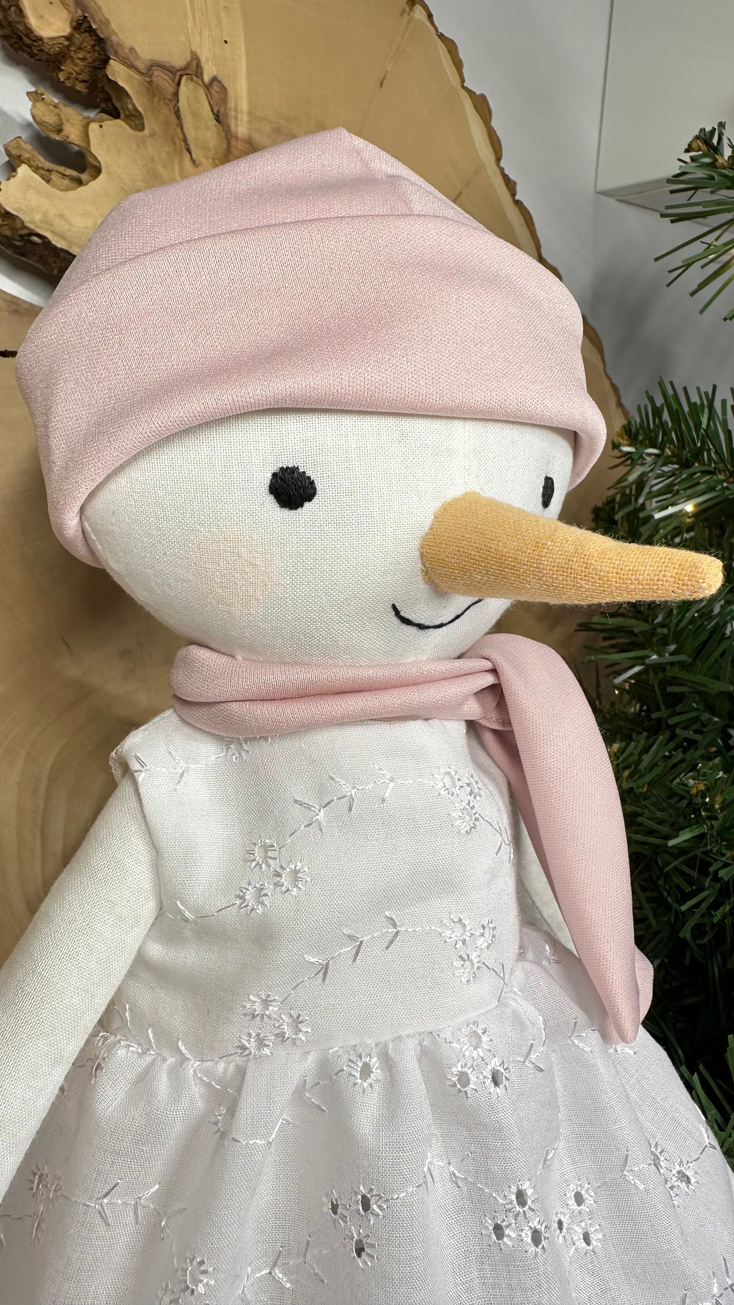 Poupée de chiffon - Bonhomme de neige - madame dentelle
