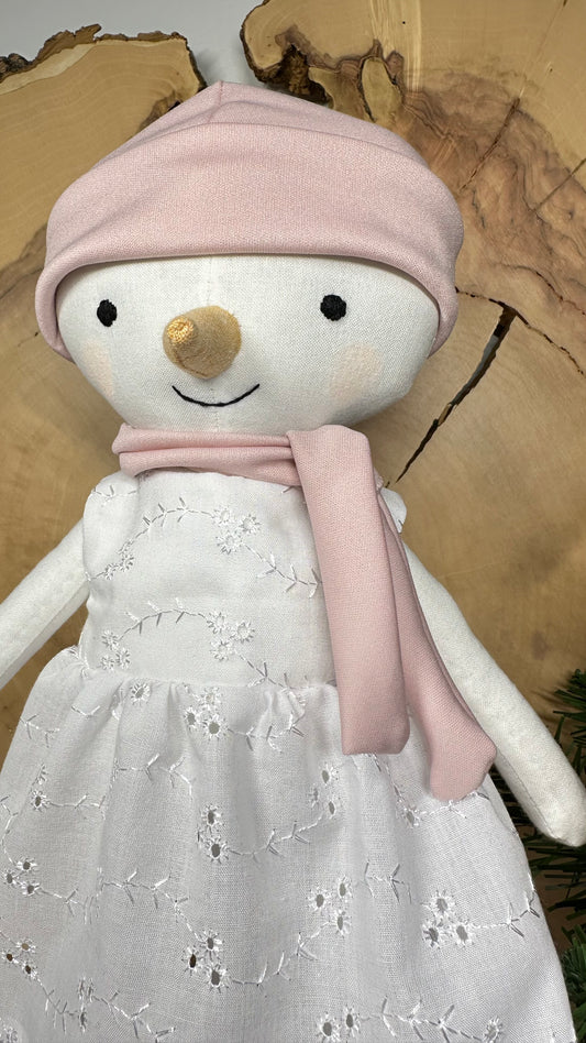 Poupée de chiffon - Bonhomme de neige - madame dentelle