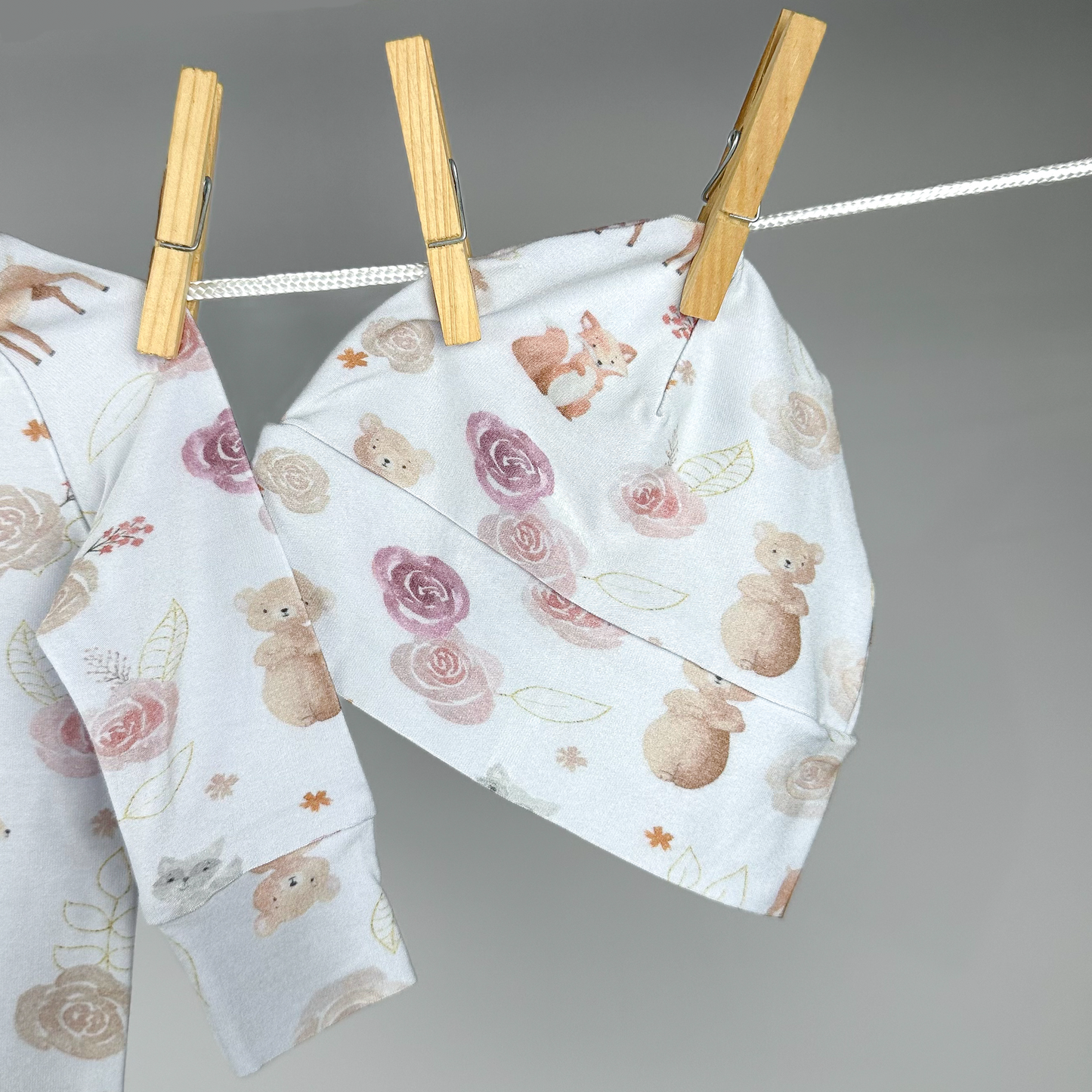 Ensemble en bambou pour bébé - Animaux et fleurs
