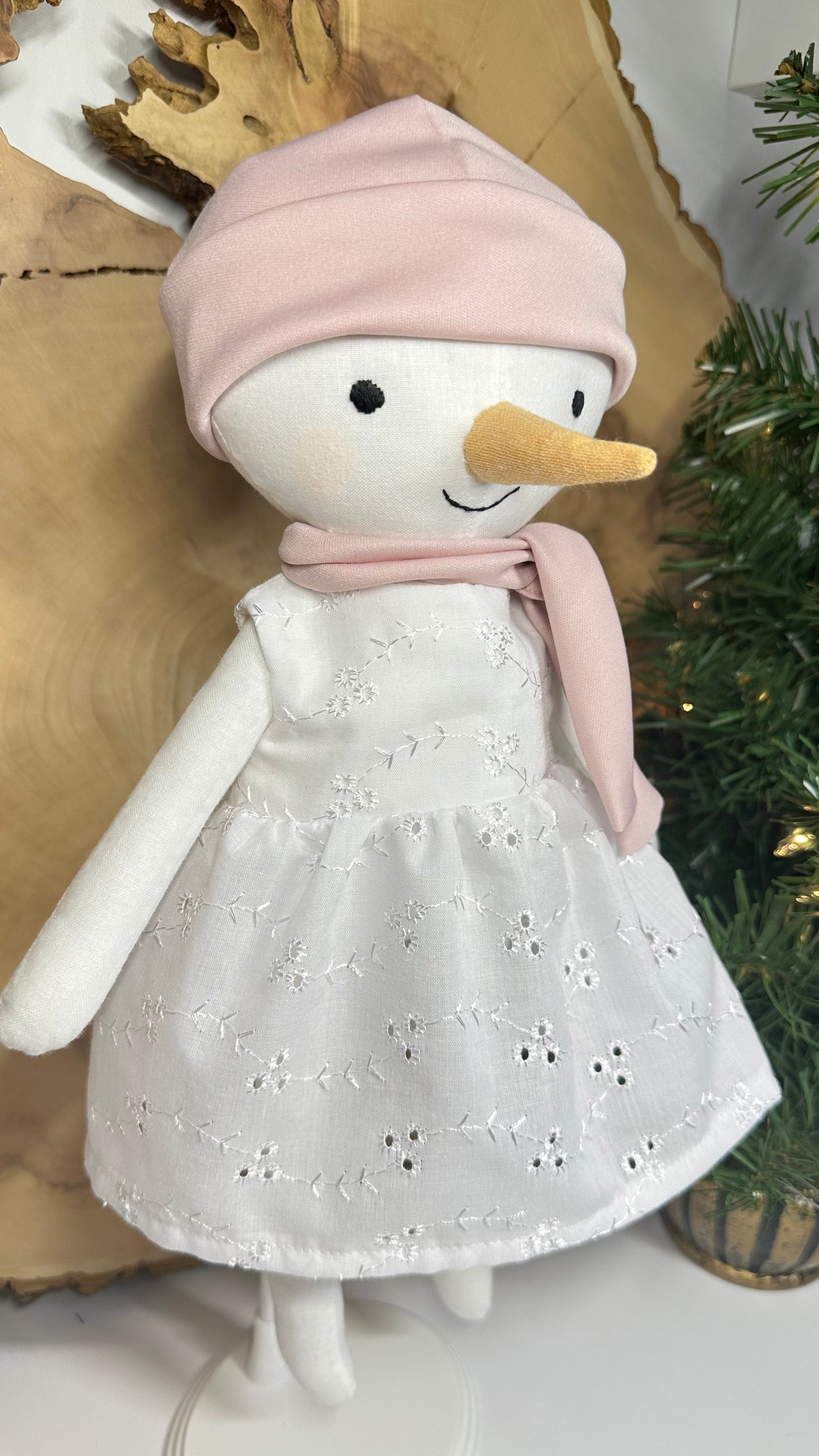 Poupée de chiffon - Bonhomme de neige - madame dentelle