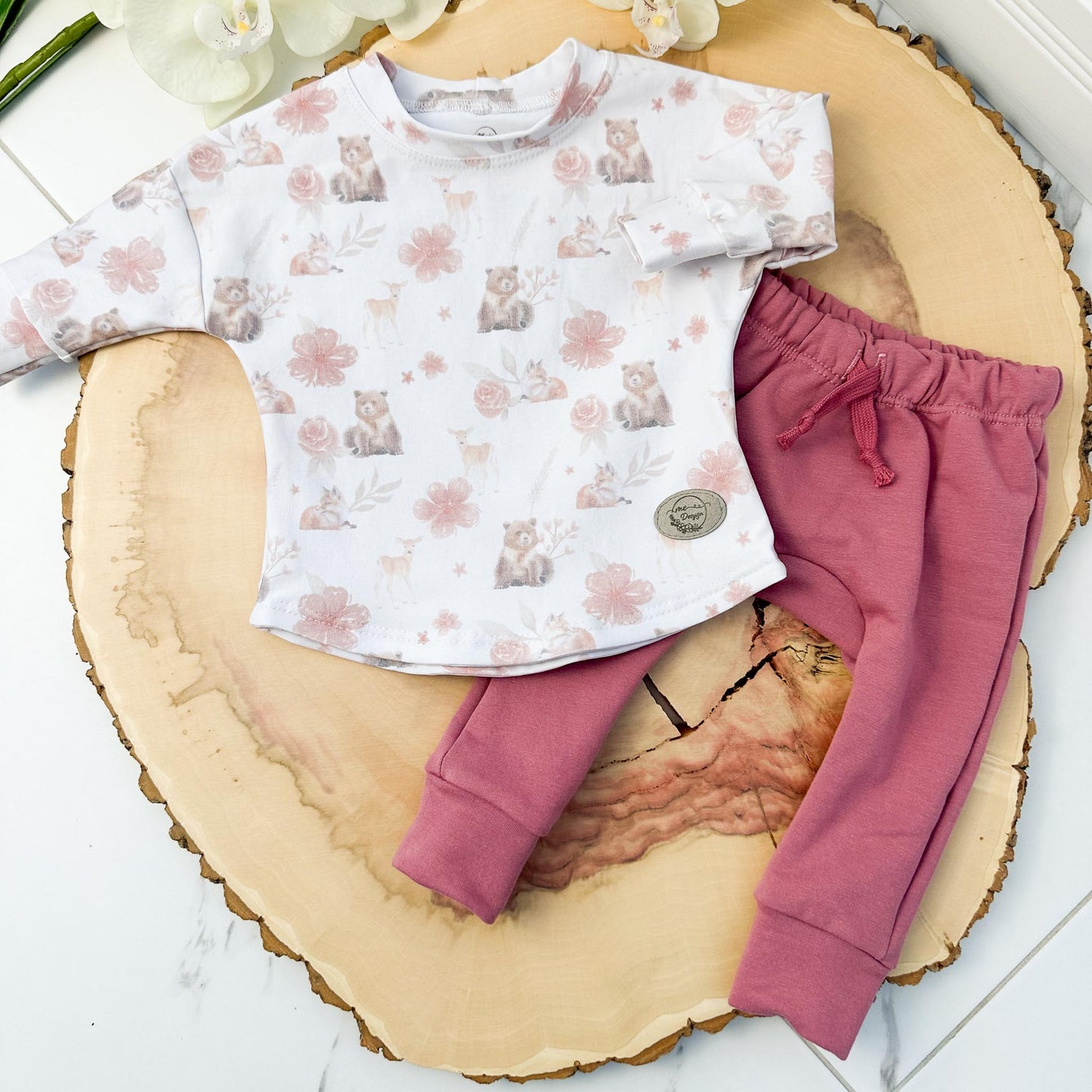 Chandail et pantalon | Ours et fleurs