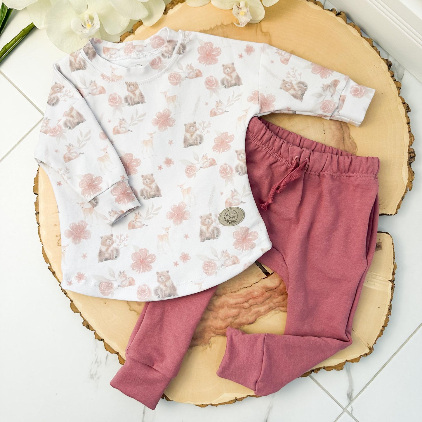 Chandail et pantalon | Ours et fleurs