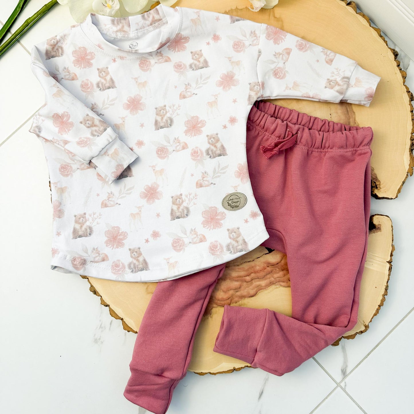 Chandail et pantalon | Ours et fleurs