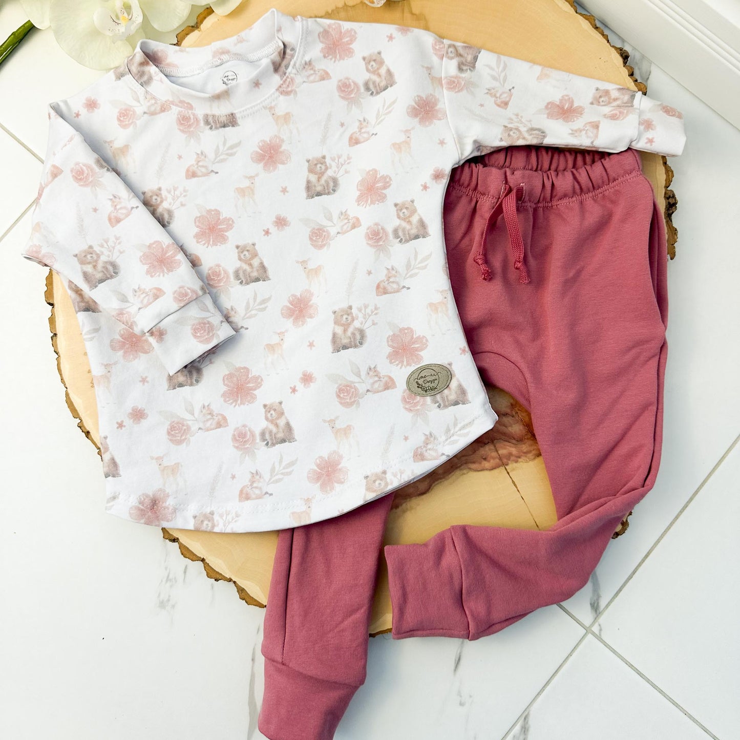 Chandail et pantalon | Ours et fleurs