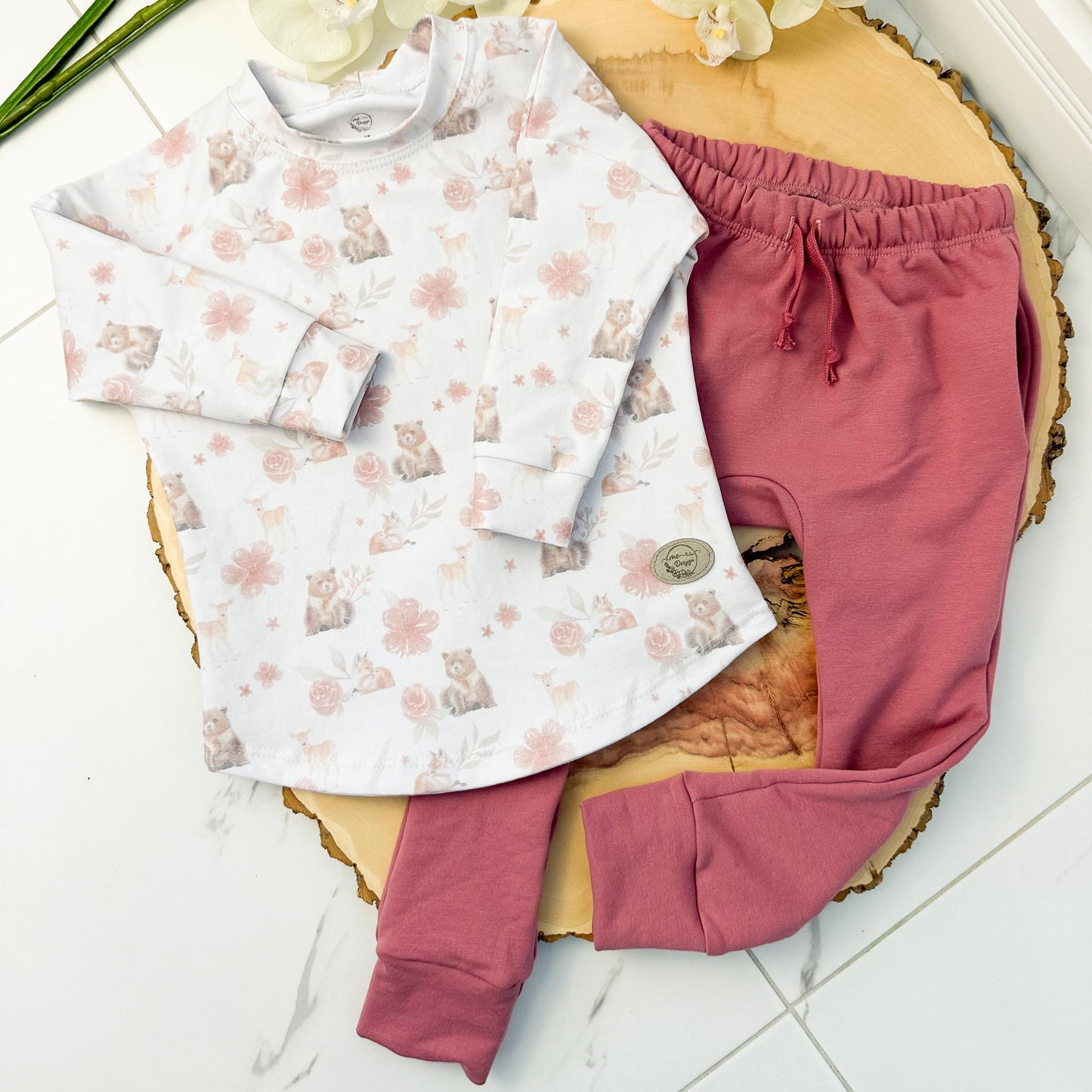 Chandail et pantalon | Ours et fleurs
