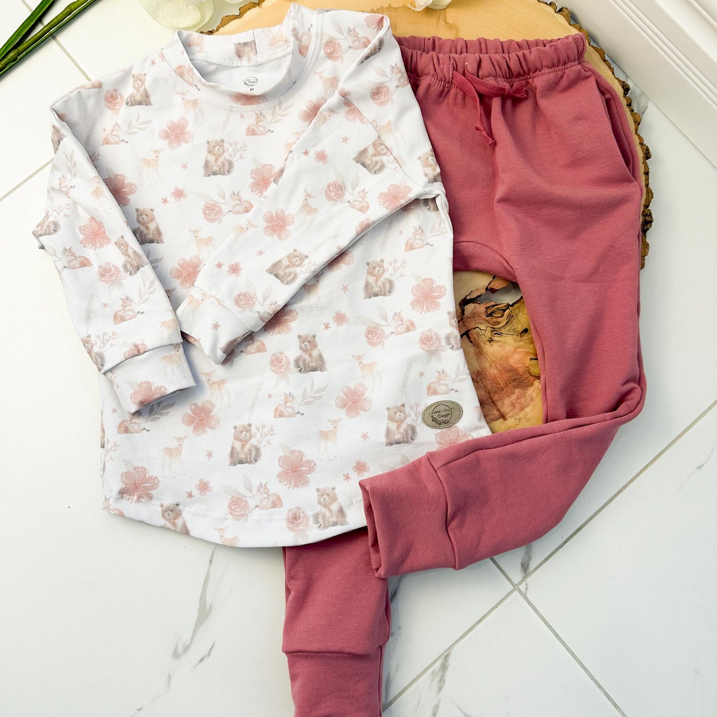 Chandail et pantalon | Ours et fleurs