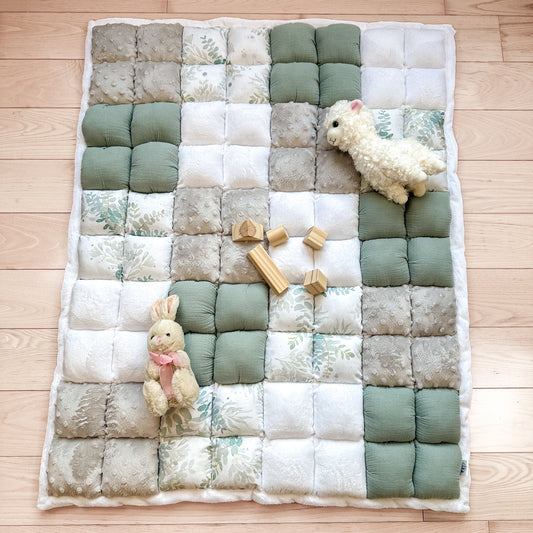 Tapis d'éveil courtepointe gonflée eucalyptus
