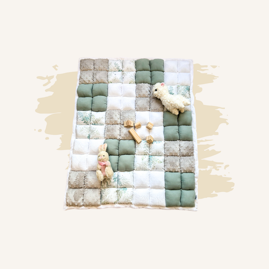 Tapis d'éveil en courtepointe gonflée - Eucalyptus