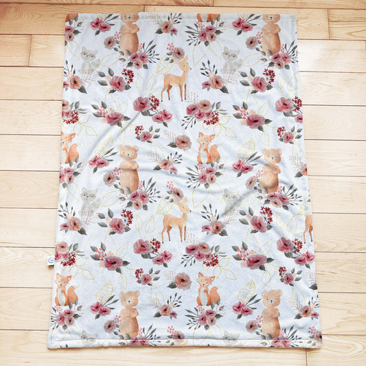 ** Pré-commande ** Couverture Doudou en Minky - Animaux et fleurs