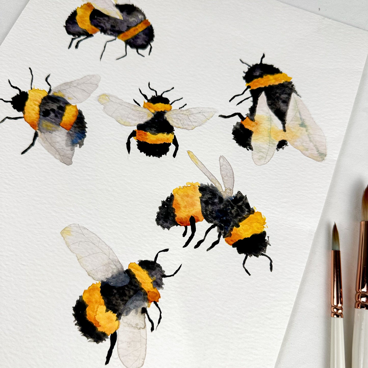 Aquarelle originale - Abeilles