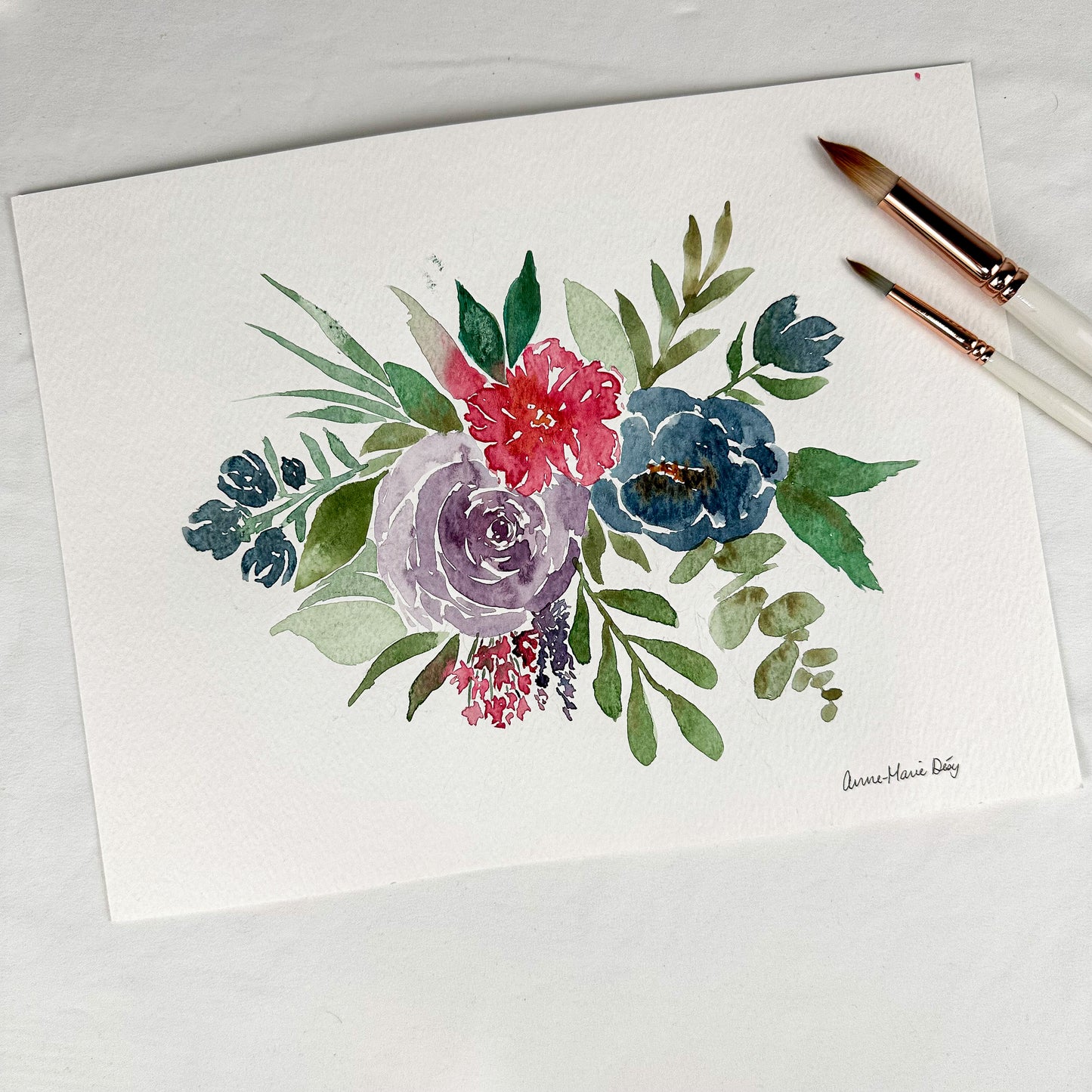 Original watercolor - Christmas bouquet