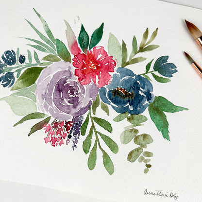 Original watercolor - Christmas bouquet