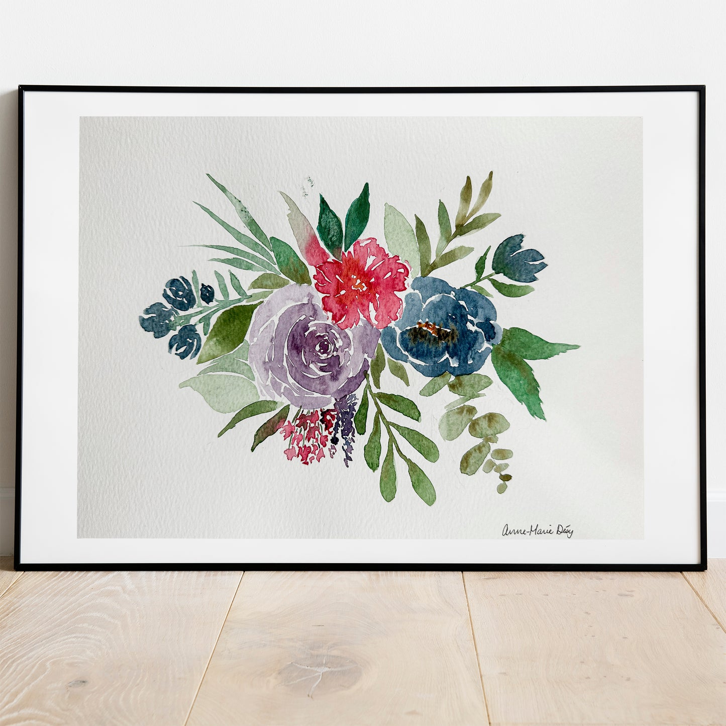 Original watercolor - Christmas bouquet