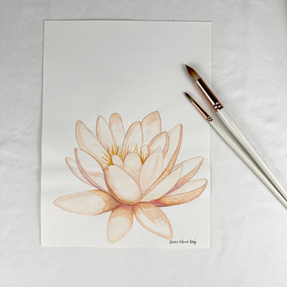 Aquarelle originale - Fleurs de lotus