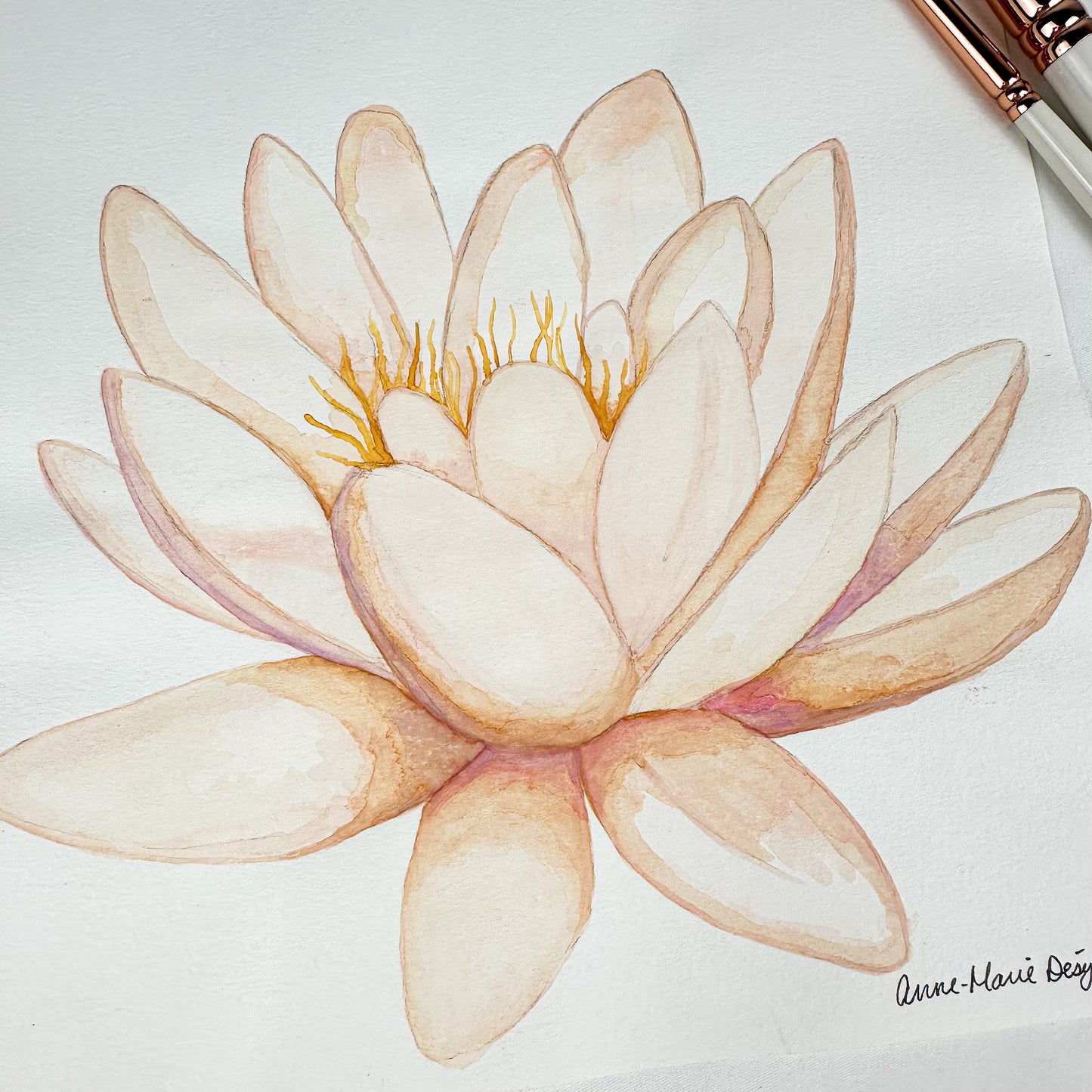 Aquarelle originale - Fleurs de lotus