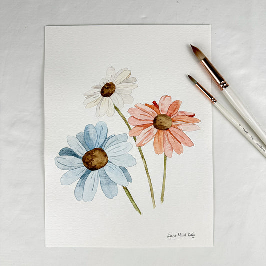 Aquarelle originale - Marguerites