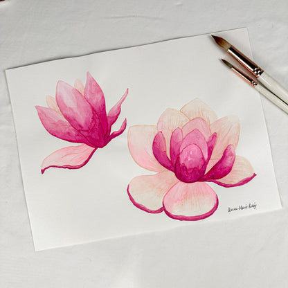 Original watercolor - Water lily flowers