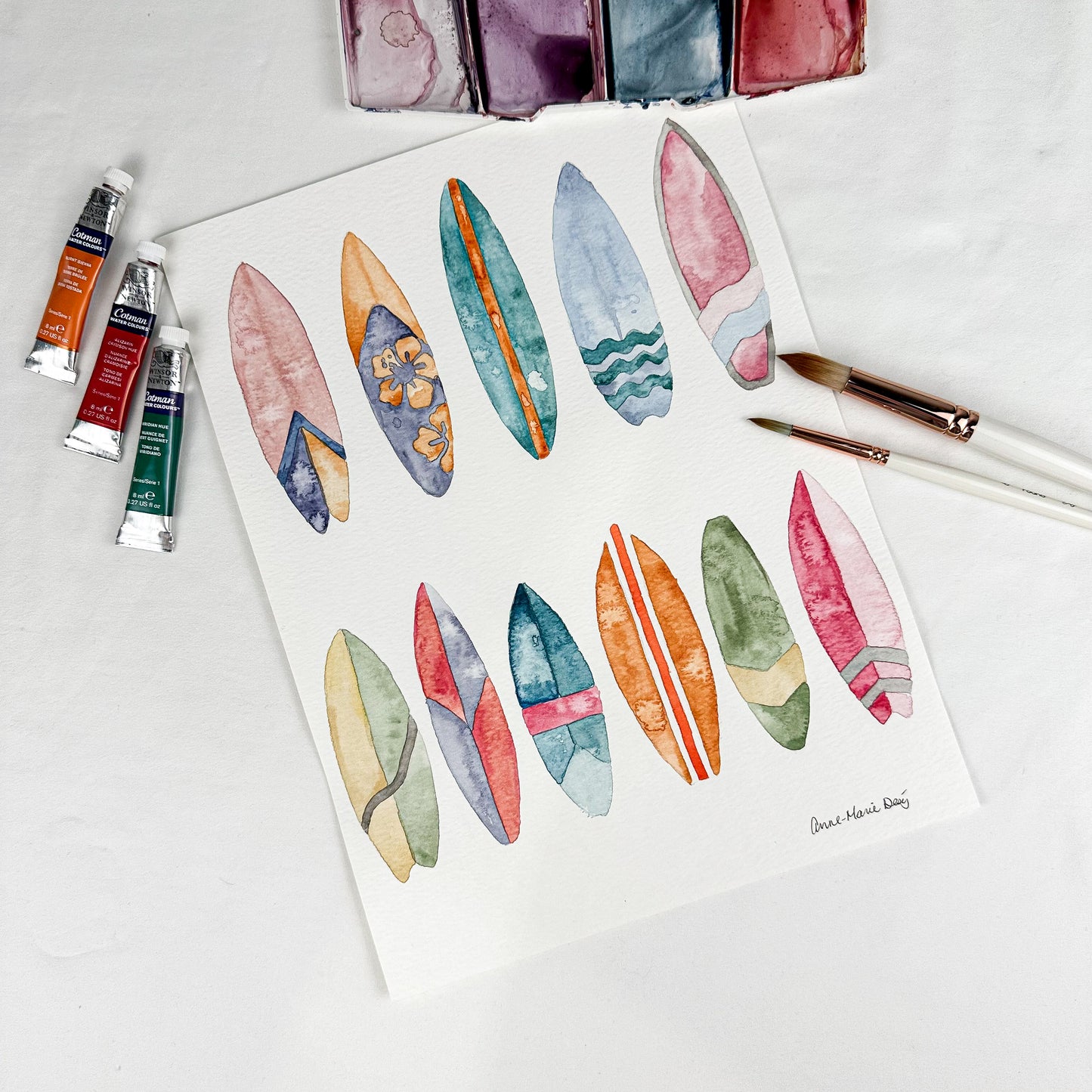 Original watercolor - Surfboards