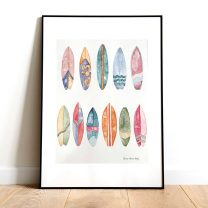 Original watercolor - Surfboards