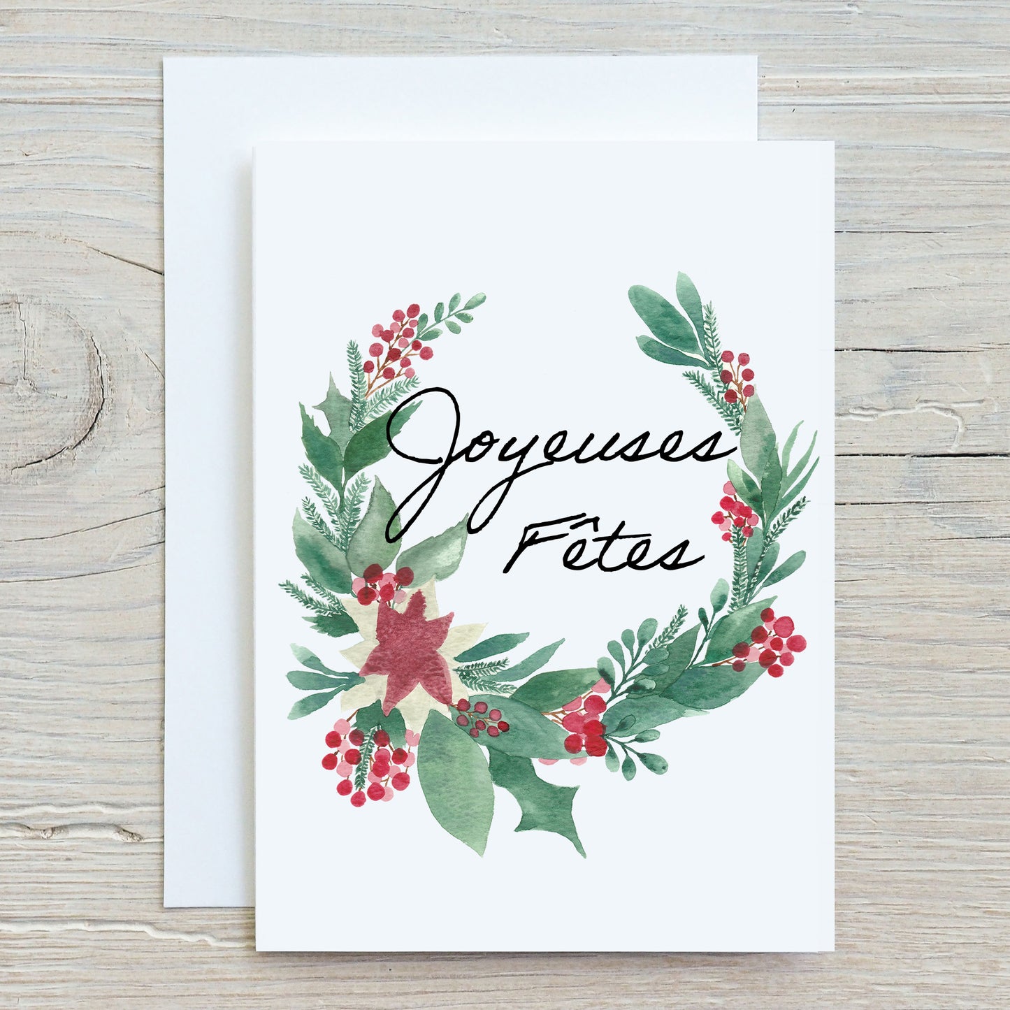 Printed greeting cards - Christmas wreath Flowers and casserole 