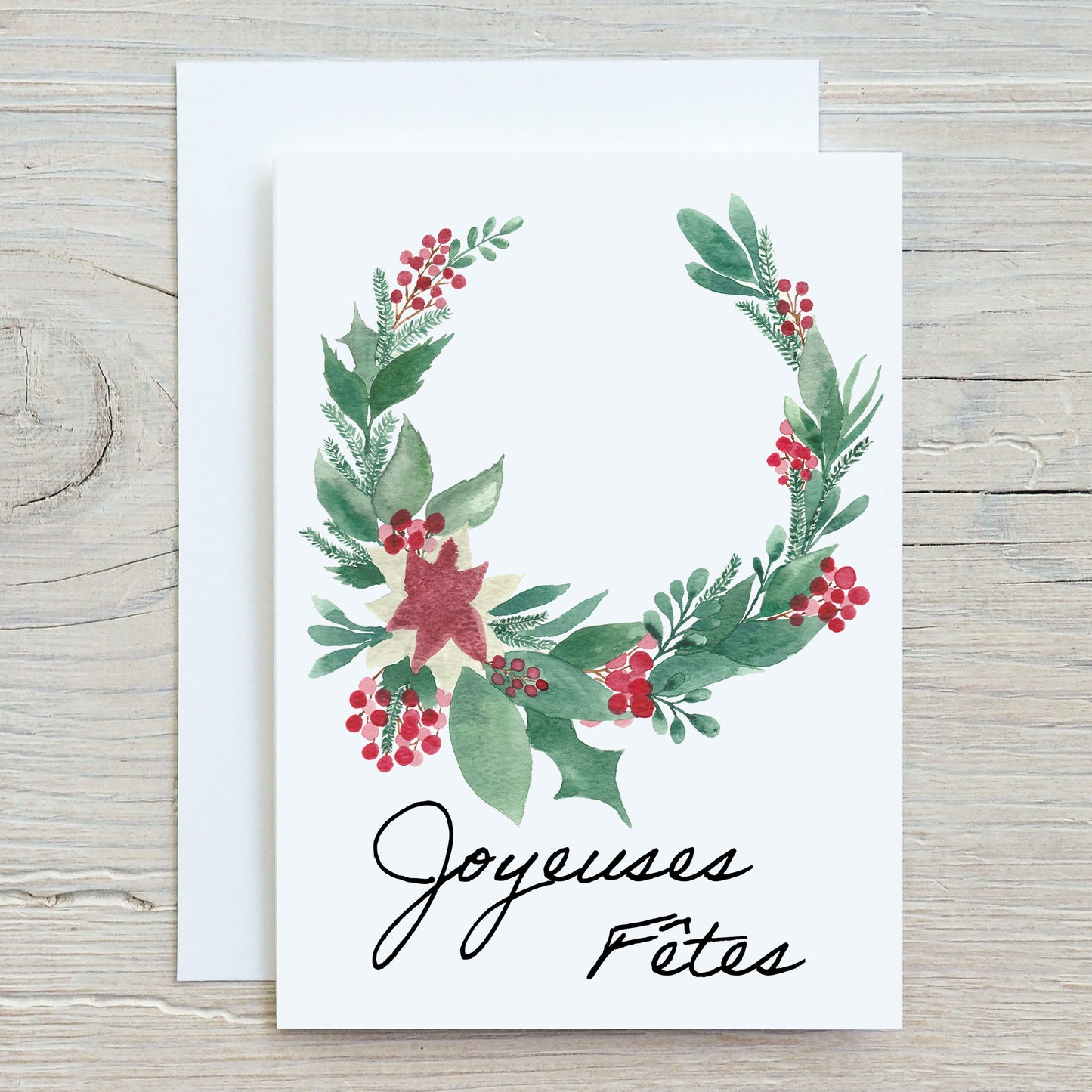 Printed greeting cards - Christmas wreath Flowers and casserole 