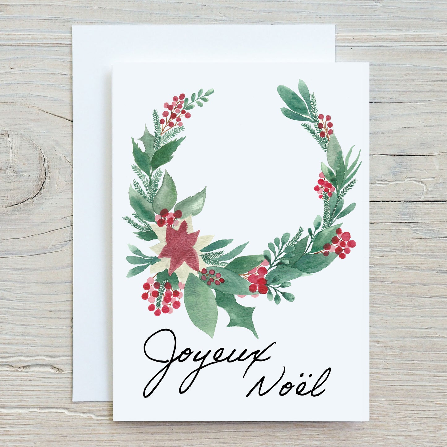 Printed greeting cards - Christmas wreath Flowers and casserole 