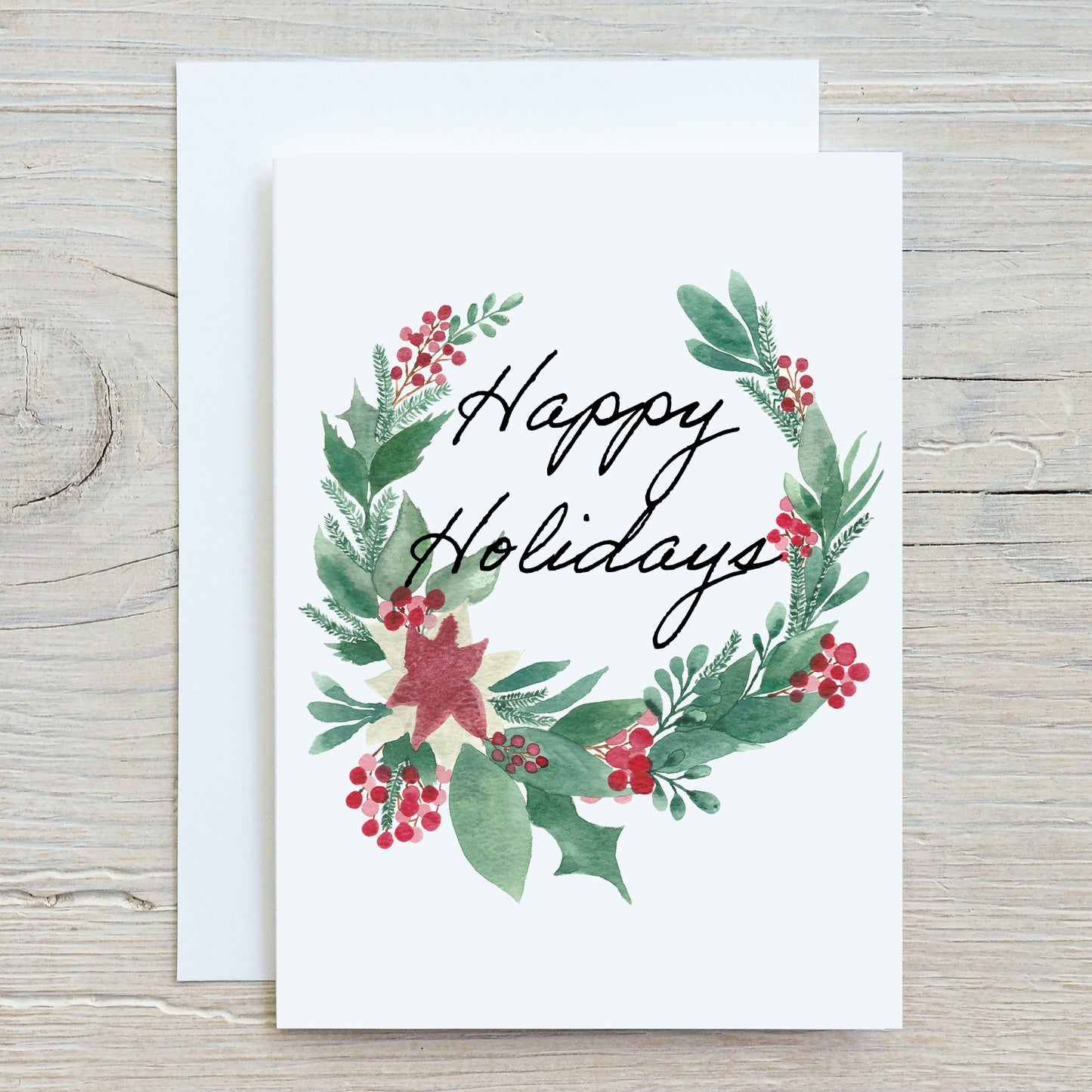 Printed greeting cards - Christmas wreath Flowers and casserole 